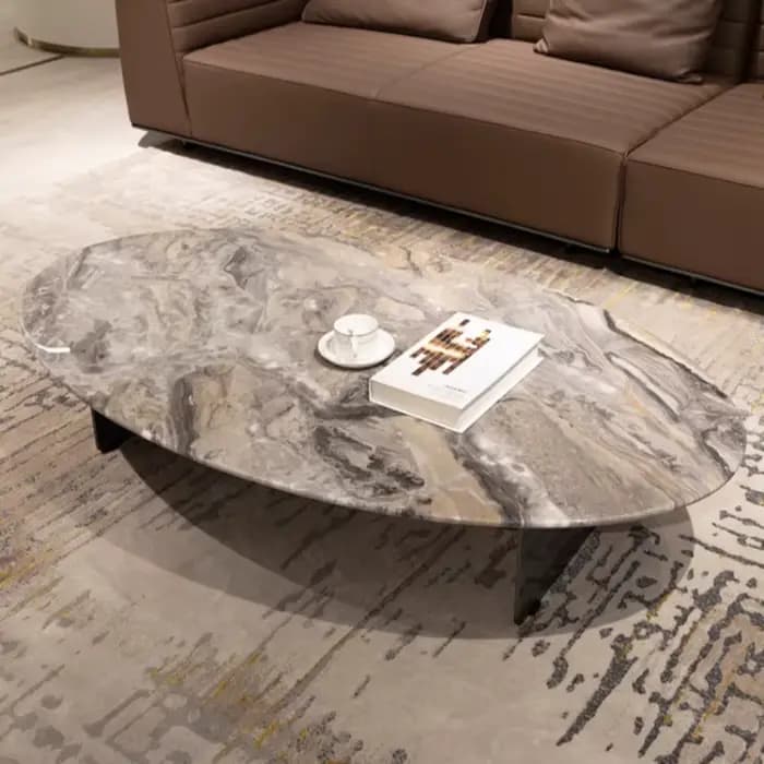 Table basse ovale nordique Design organisateur Tables minimalistes italiennes marbre Premium Mesa De Centro De Sala meubles De maison