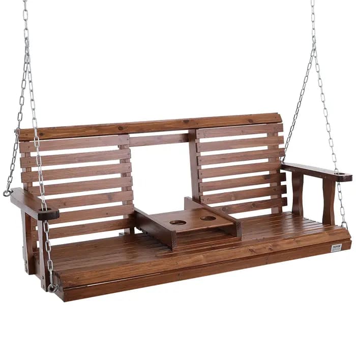 SucceBuy Balançoire de porche en bois de 5 pieds, banc de patio pour cour et jardin, banc de chaise
