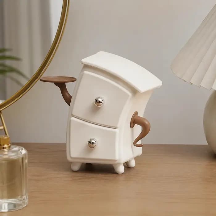 Meuble de rangement compact à double tiroir avec plateau supérieur
