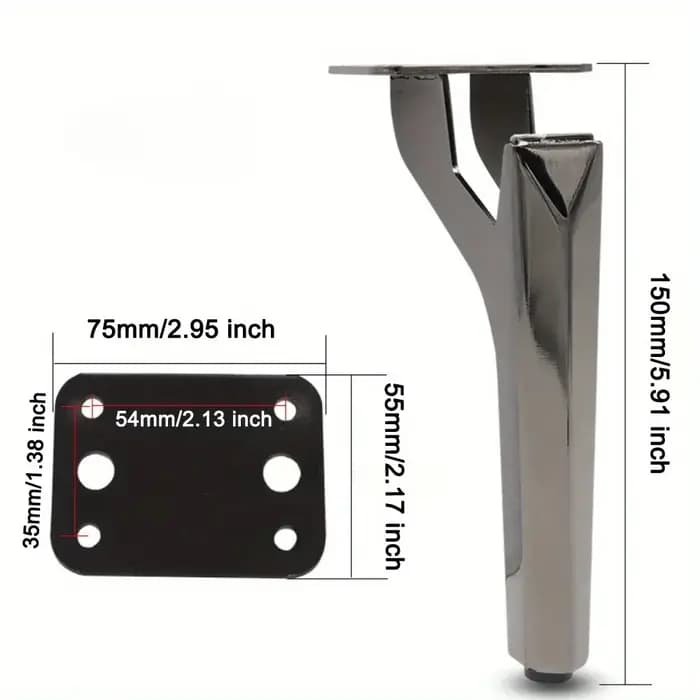 Pieds de Canapé Élégants en Métal Noir, Support Polyvalent pour TV, Tables Basses, Lits, Armoires, P