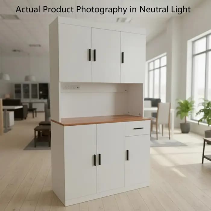 Armoire de cuisine blanche de 71 pouces avec prise de courant, organisateur de rangement de cuisine
