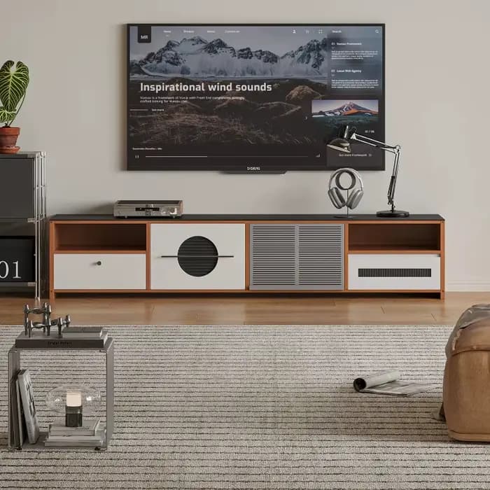 Meuble TV vintage en bois massif