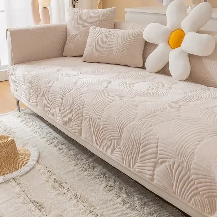 Housse de canapé en peluche épaisse personnalisée jaune