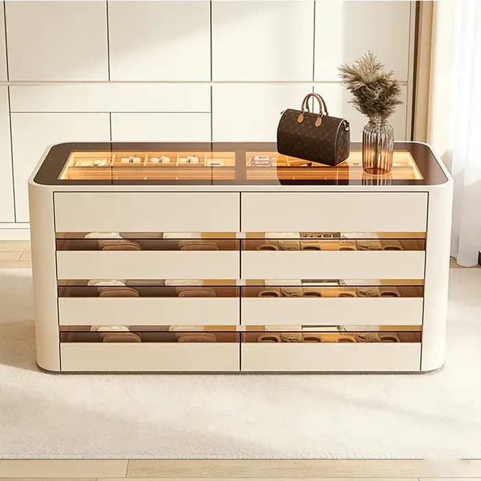 Vitrine sur pied, armoires de salon