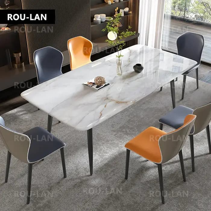 Table à manger en pierre de cristal de couleur de luxe légère