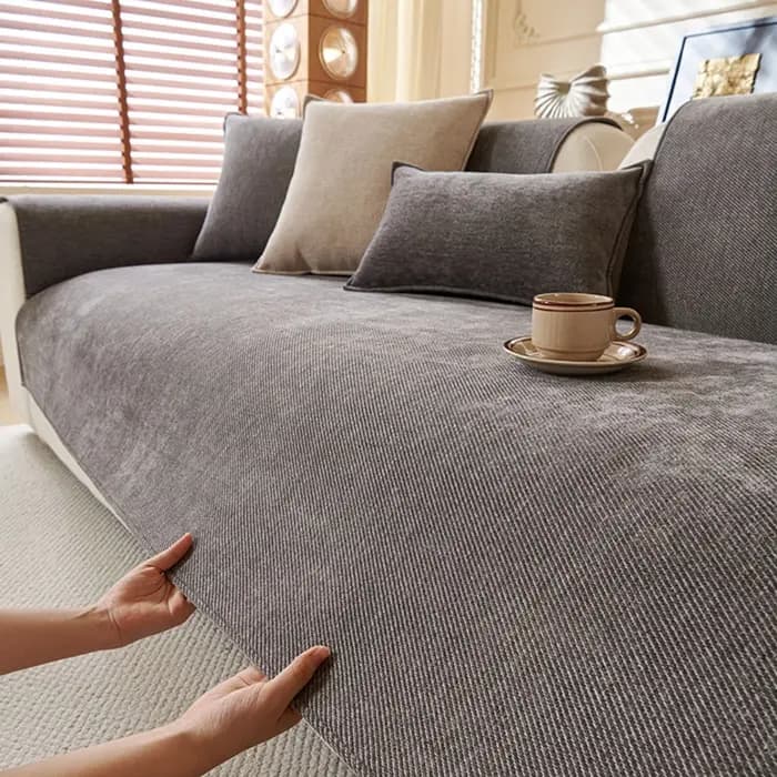 Housse de canapé antidérapante en Chenille sergé minimaliste