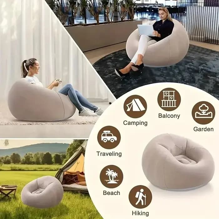 Fauteuil gonflable ergonomique en PVC, portable et pliable, pour une personne, pour une utilisation intérieure et extérieure, canapé gonflable