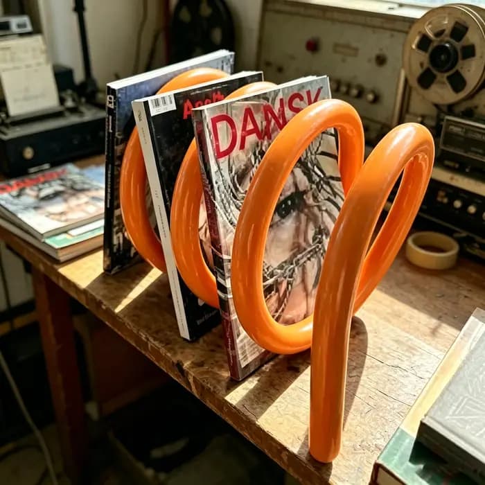 Support de livres en spirale rotatif en métal Orange moderne
