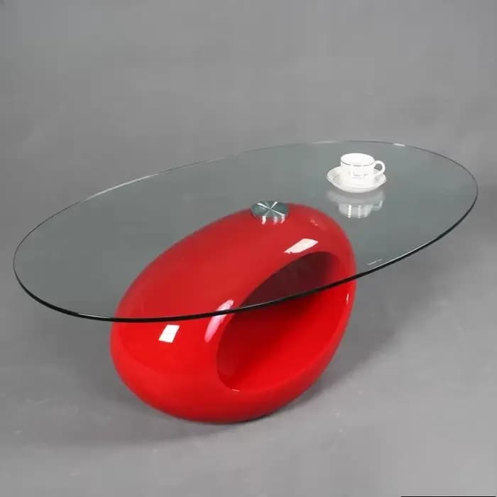 Table basse elliptique créative en verre avec rangement