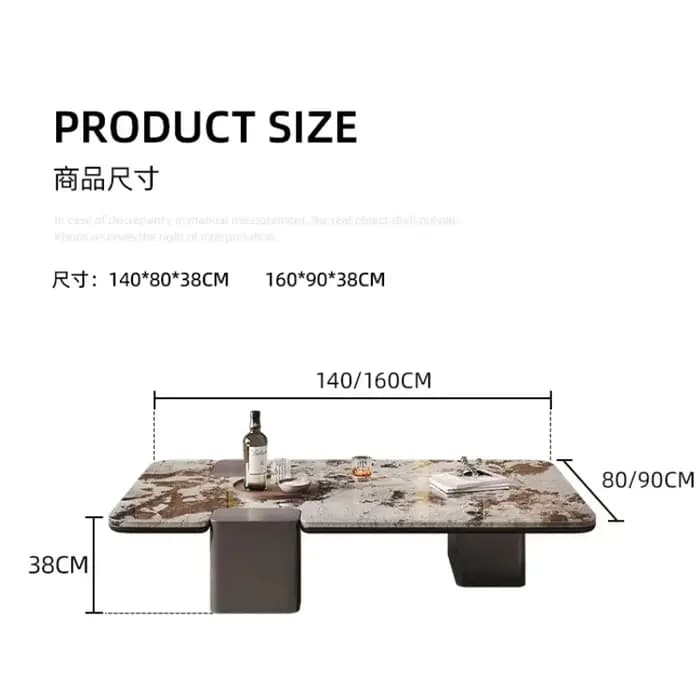 Table basse design rectangulaire moderne avec pieds en métal