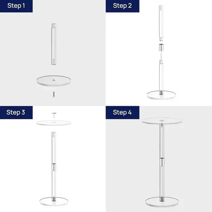 Acrylic Transparent Coffee Clear Drink Table Small Round End Modern Living Room bedside