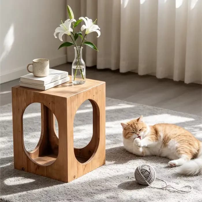 Table d'appoint basse d'angle en bois