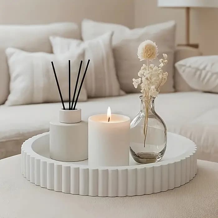Plateau de table basse rond blanc