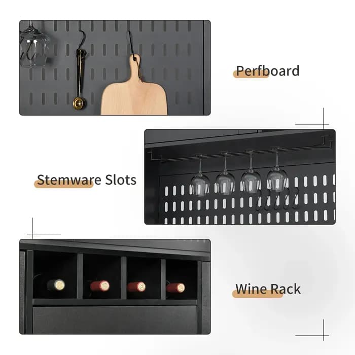 Armoire de rangement autoportante avec panneau perforé, armoire de garde-manger, armoire de rangemen