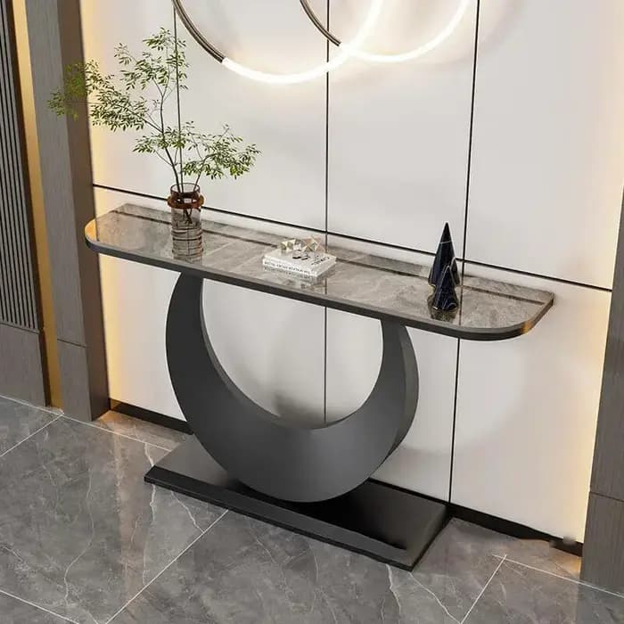 Console de rangement large, table d'entrée moderne et peu encombrante, style luxe léger, classique, meuble de salon