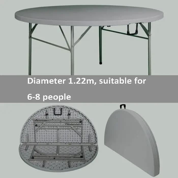 Grande Table à manger ronde pliable pour 6 à 12 personnes
