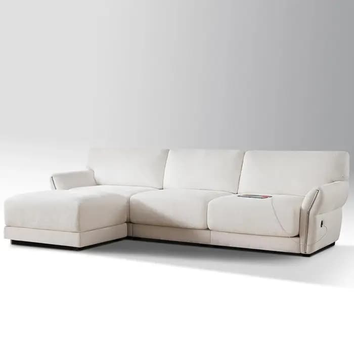 Canapé d'angle en chenille avec USB Type-C, 4 places, ottoman, bureau, personnalisable