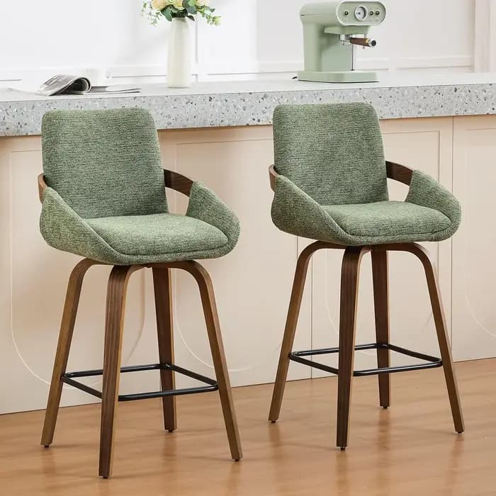 Ensemble de 2 tabourets de bar pivotants à hauteur de comptoir, tabourets de comptoir en tissu de li