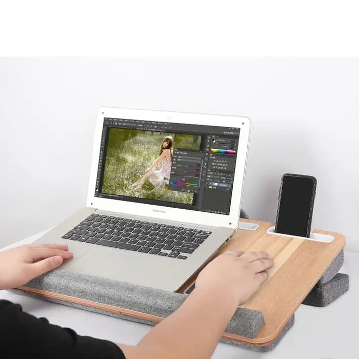 Table de genou en bois massif, bureau multifonctionnel pour ordinateur portable, Table de lit réglab