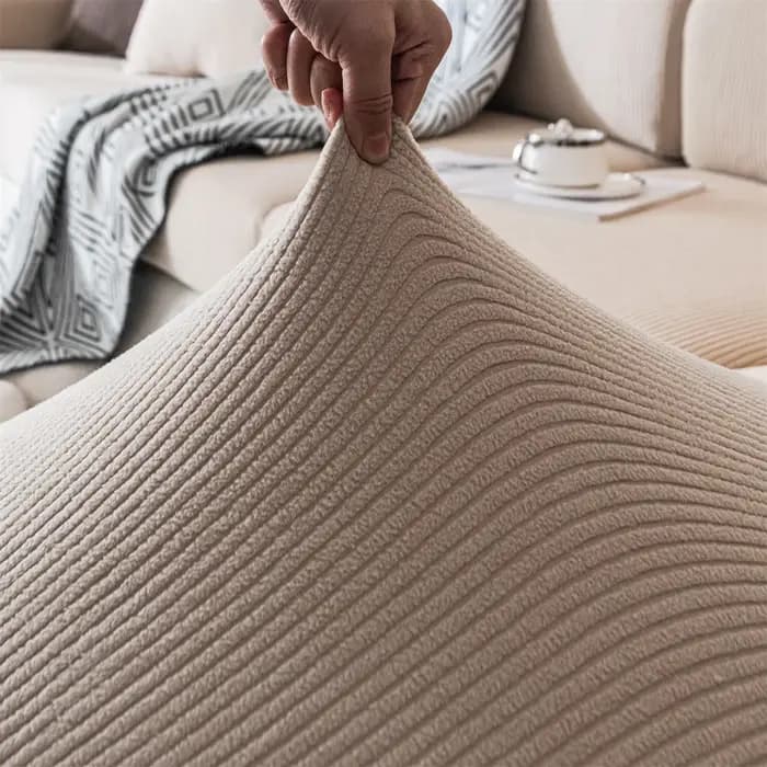 Housse de coussin de siège de canapé amovible extensible en Jacquard à rayures épaisses