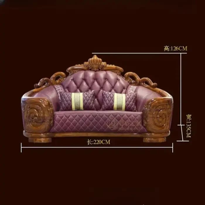 Canapé de luxe européen en cuir véritable sculpté
