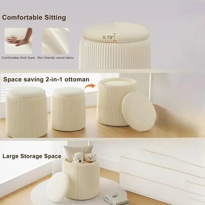 Tabouret de commode de salon pouf rond