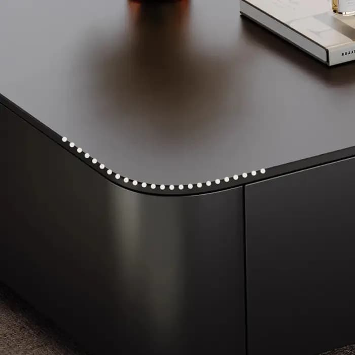 Table basse rectangulaire noire simple extensible pour salon