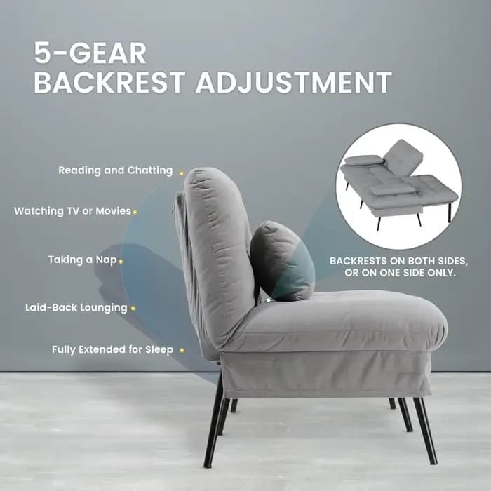 Canapé-lit convertible, canapé futon en tissu de 72 pouces avec dossier réglable, fauteuil inclinabl