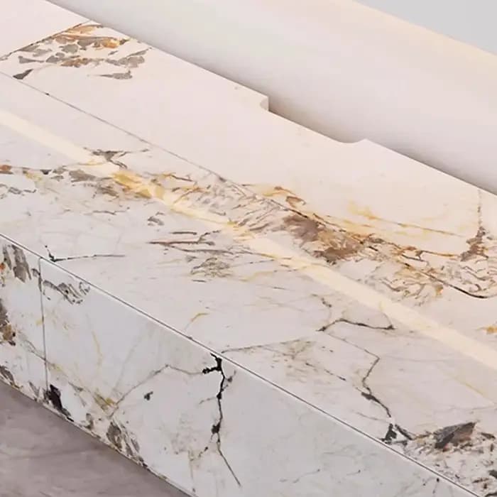 Meuble TV rond de luxe léger, style crème, compact et élégant, avec rangement créatif, esthétique premium, mobilier de salon