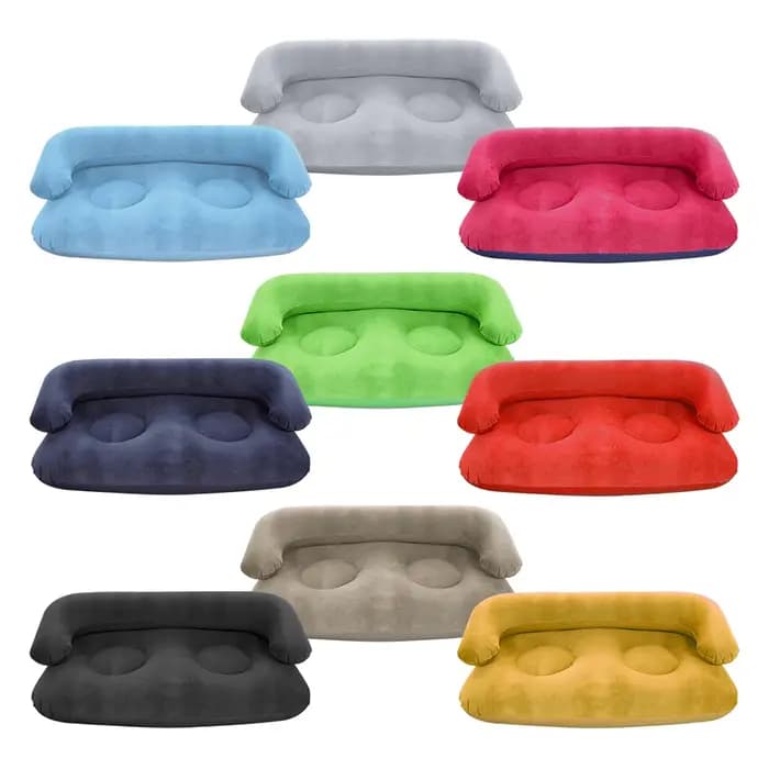 Canapé gonflable double floqué portable pour camping en extérieur et salon à domicile