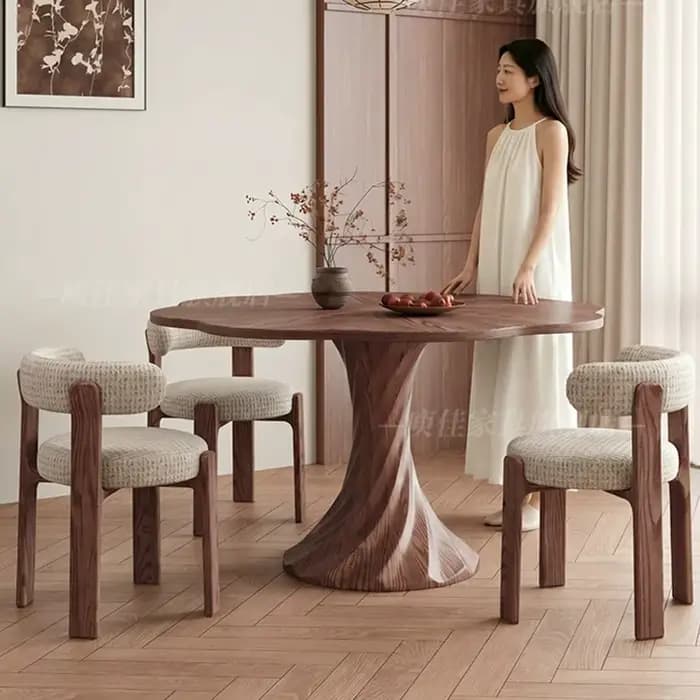 Table de salle à manger ronde en bois