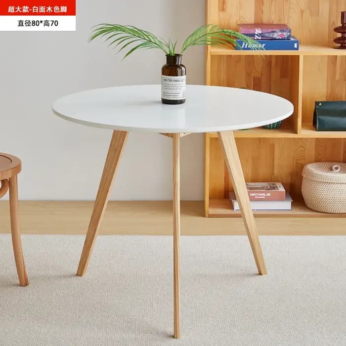 Petite Table ronde blanche en bois massif