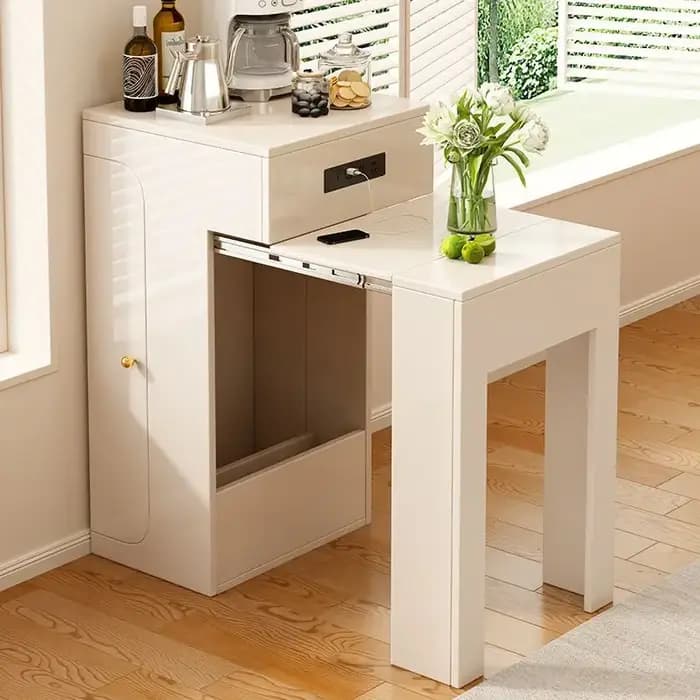 Table à manger extensible moderne japonaise blanche pliante salon