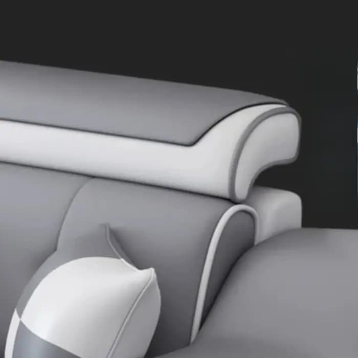 Canapé de salon électrique surdimensionné et extensible gris en cuir