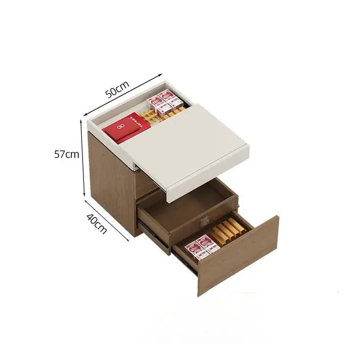 Petite table de chevet style crème avec tiroirs