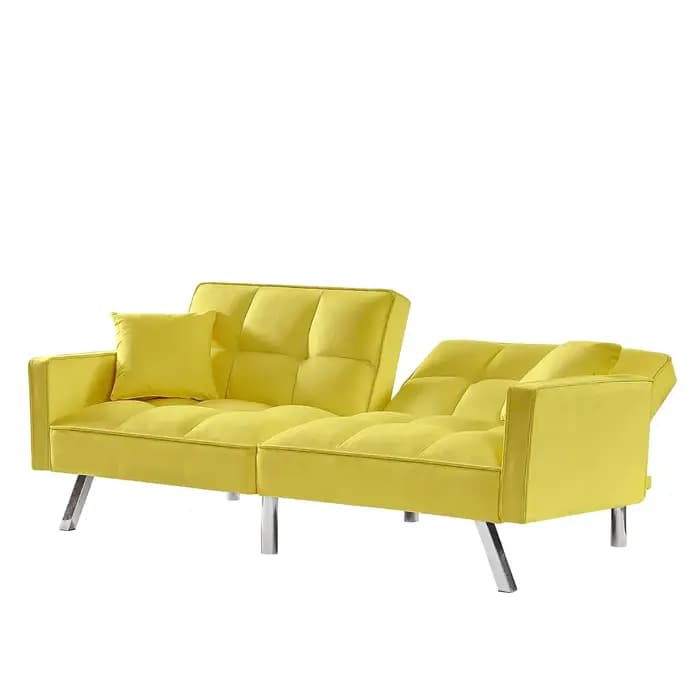 Canapé-lit, canapé convertible moderne en velours, canapé-lit avec accoudoirs et 2 oreillers, pour s