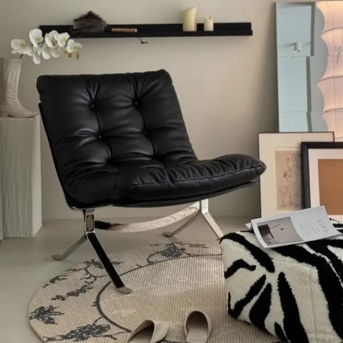 Chaise de salon simple nordique en cuir