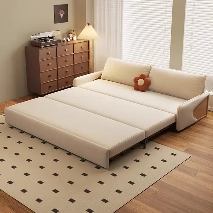 Canapé-lit moderne simple en bois massif pliable pour s'asseoir et couché