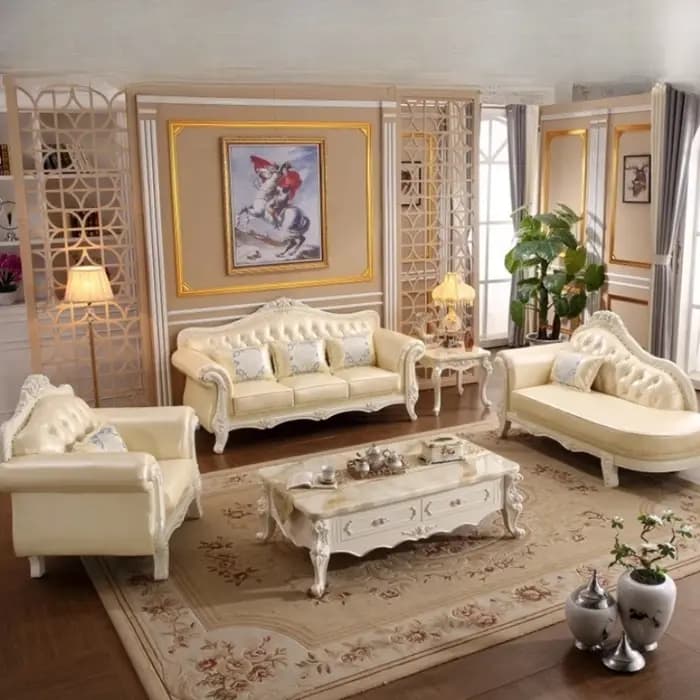 Luxe Europe salon canapé en cuir véritable bois massif