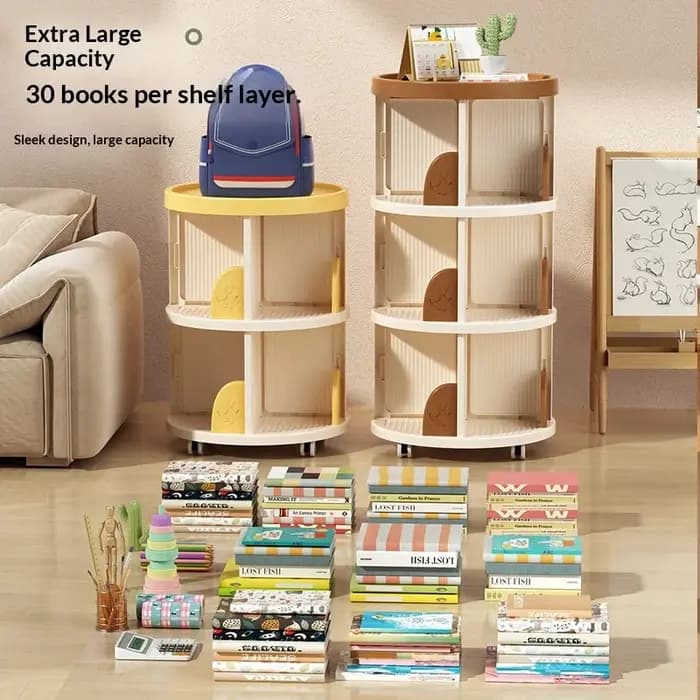 Étagère à livres rotative et mobile
