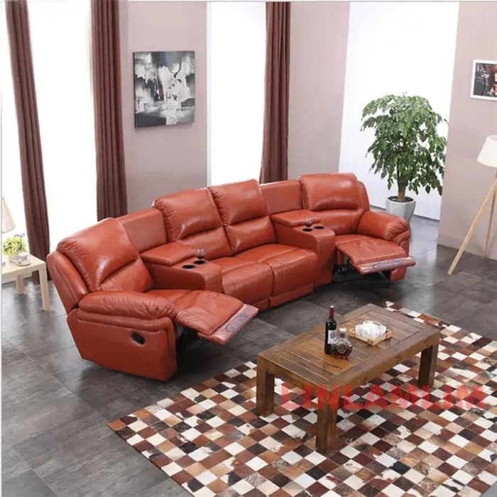 Linlamlim manuel/électrique inclinable Italinan canapé en cuir véritable rétractable théâtre fauteuil