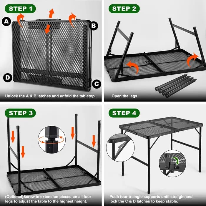 Table de gril pour l'extérieur, table de gril extérieure pliante en aluminium légère et portable en