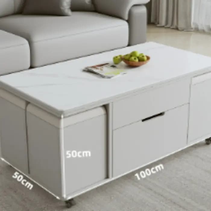 Table basse carrée blanche salon réglable Unique