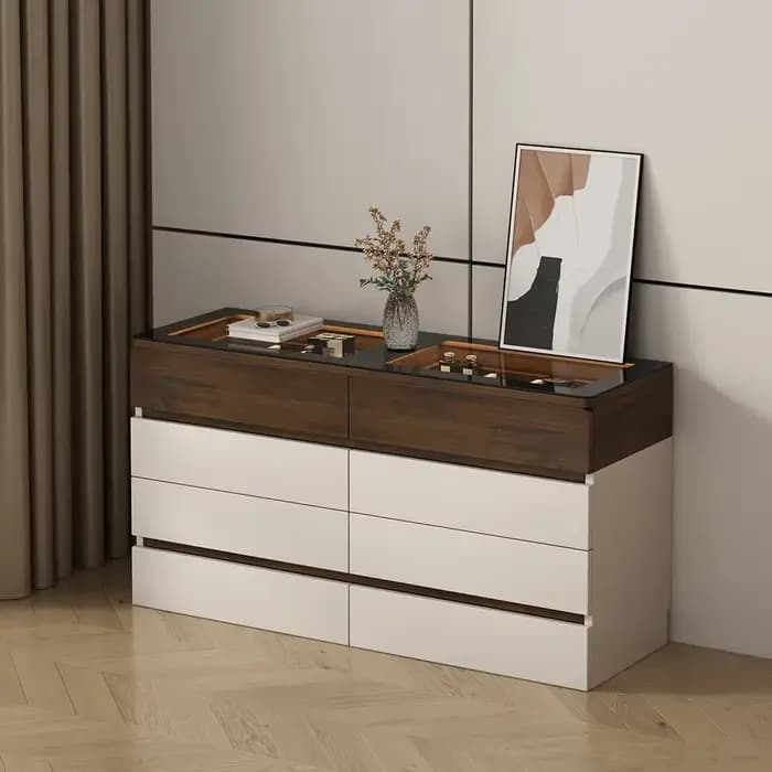 Coiffeuse avec miroir, bureau de maquillage, table de toilette de luxe esthétique pour chambre à cou