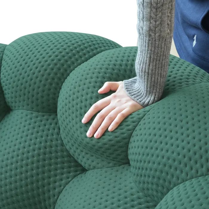 Canapé incurvé confortable de 98.43 pouces, tissu en maille en forme de nid d'abeille 3D, pouf pour