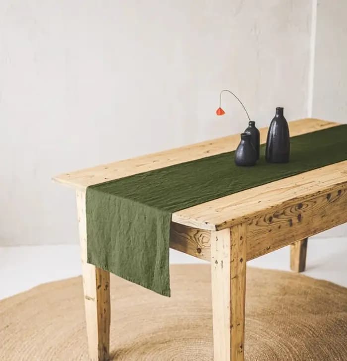 Chemin de Table en Lin Français 100% Pierre à Laver