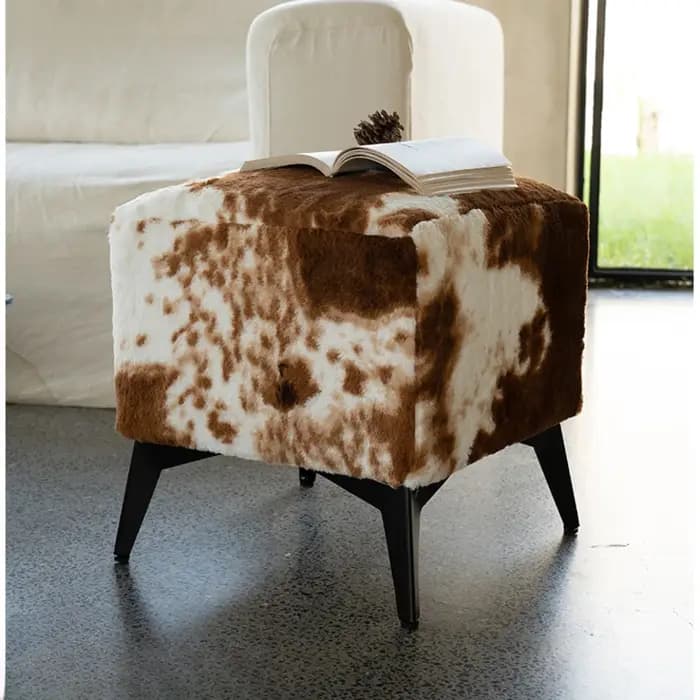 Banc de canapé en cuir de vachette pour salon, tabouret Proxy pour chaussures, éponge à haute élasti