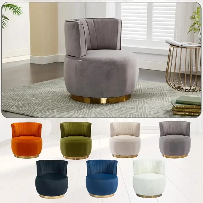 Chaise d'appoint pivotante moderne avec dossier incurvé, fauteuil pivotant rond, chaise baril pour s