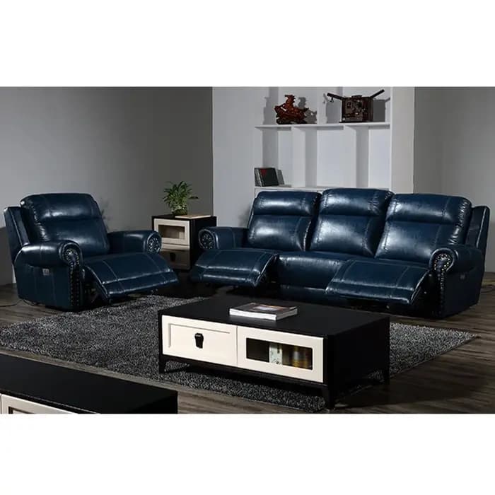 Ensemble de canapé inclinable électrique en cuir véritable