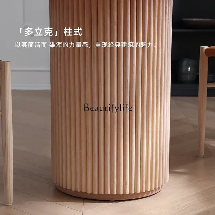 Table à manger médiévale en bois massif, design minimaliste italien, table japonaise rayée en rondin